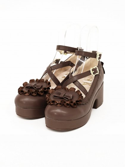 Heart Ribbon Cross Pumps
