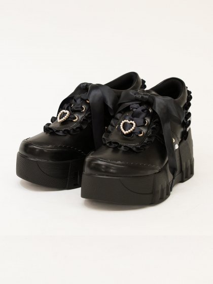 Thick-soled frill sneakers