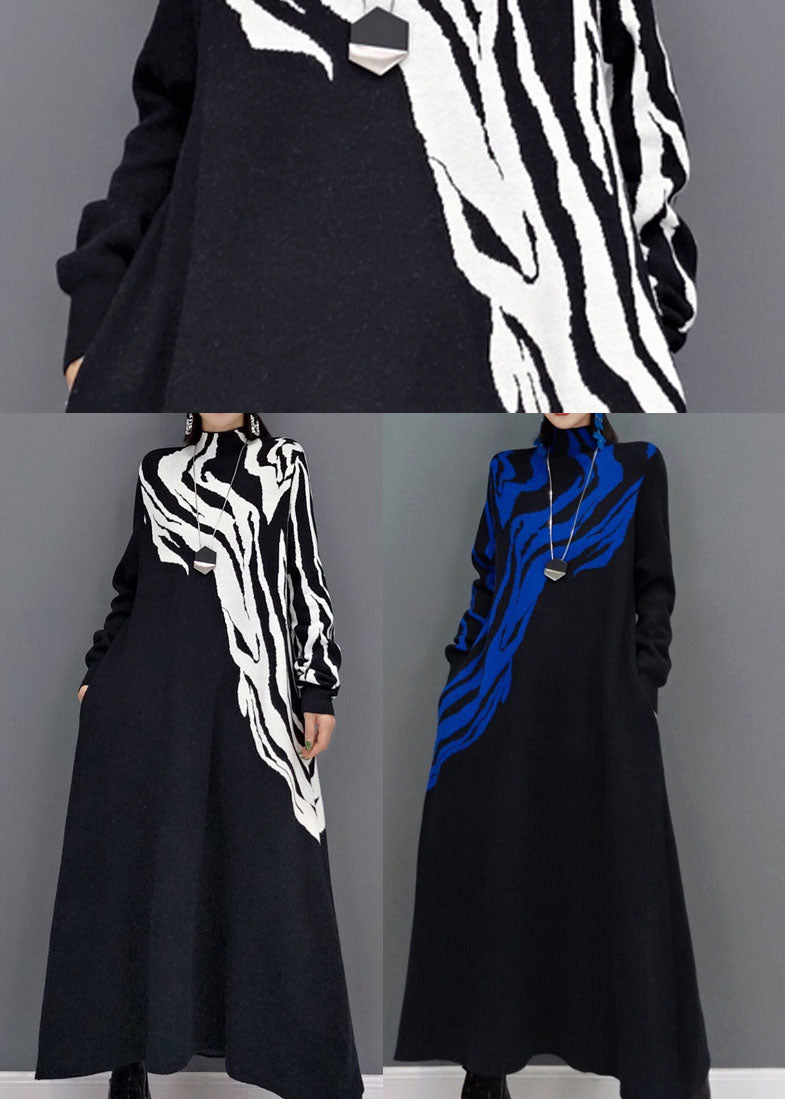 レディース 上品 ホワイト プリント柄 ニット セーターワンピース 春用