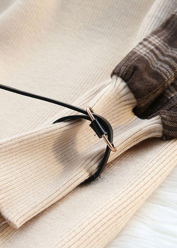 着心地の良いベージュ 配色切り替え ノースリーブ トレンド 大きいサイズ 春ニット