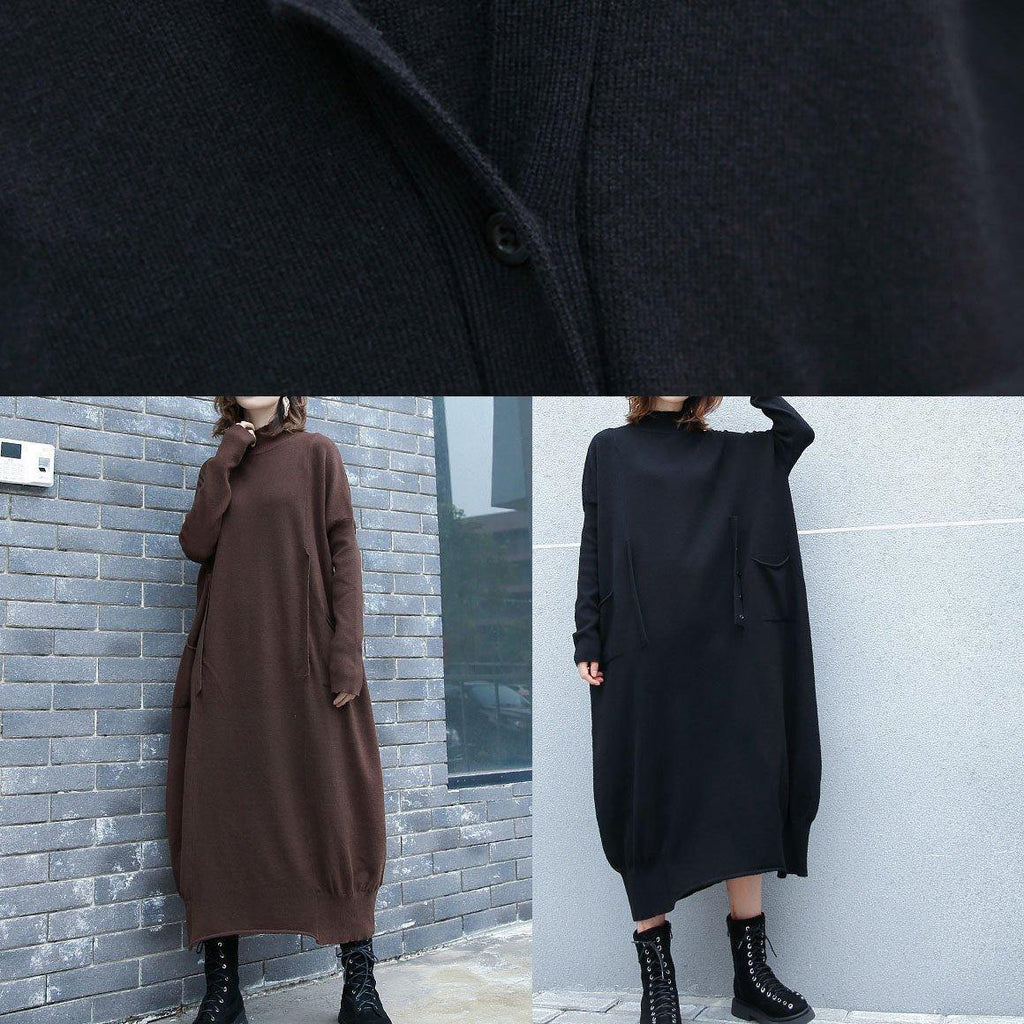 レディース 仕事用 チョコレートカラー ニットワンピース プラスサイズ 2WAY（着回し） おもしろデザイン 秋用 ニットトップス