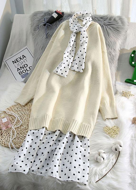 レディース Oネック パッチワーク ニットワンピース 大きいサイズ ブルー ふわふわ（ファジー） セーターワンピース